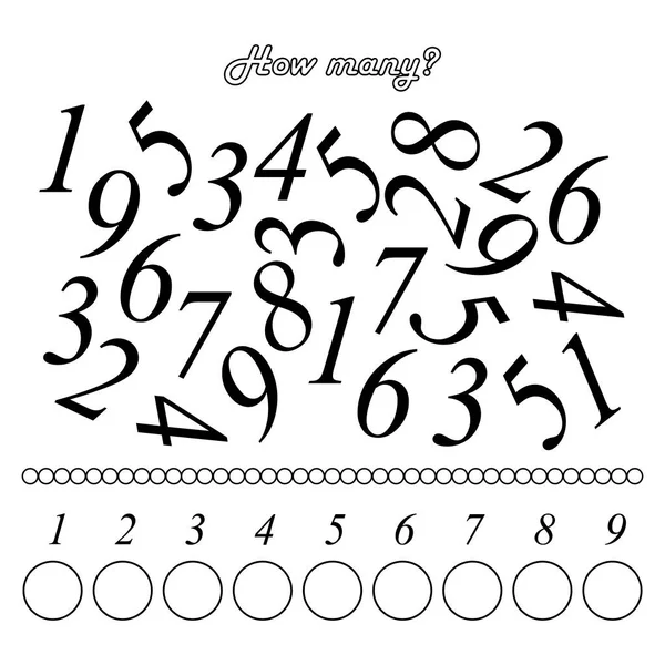 Education Game Children Count Numbers Picture Write Result Vector Illustration — ストックベクタ