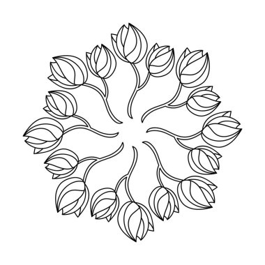 Büyük çocuklar ve yetişkinler için boyama kitabı. Çiçekli mandala. Dekoratif el çizimi vektör çizimi.