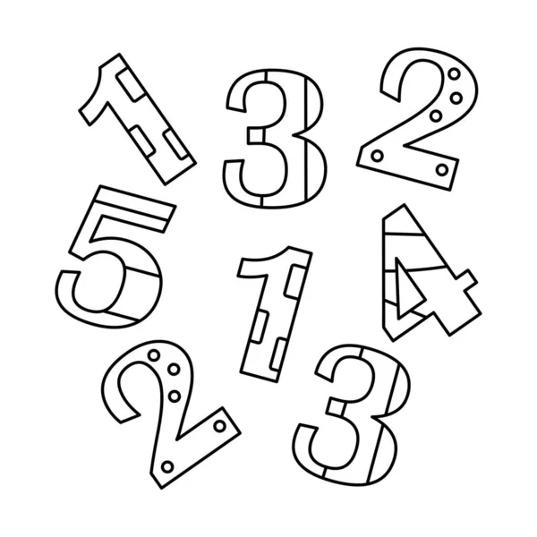 Coloring book for kids. Patterned numbers from 1 to 5. Learning and playing. Vector — Stock Vector