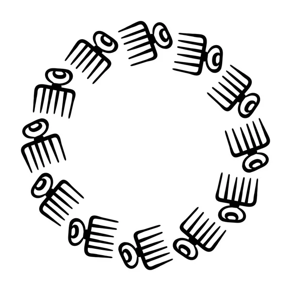 Adinkra Duafe sembolü için çerçeve. Kadim etnik sembollü yuvarlak vektör çizimi. Afrikalı ve kabilelerin ayinsel ekran baskısı. Sanatsal el resmi