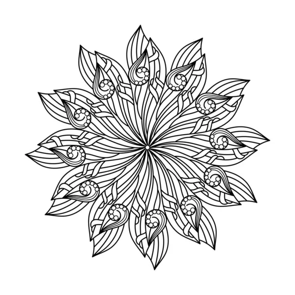 Kleurboek Voor Volwassenen Bloemen Mandala Ornate Decor Design Elementen Zwarte — Stockvector
