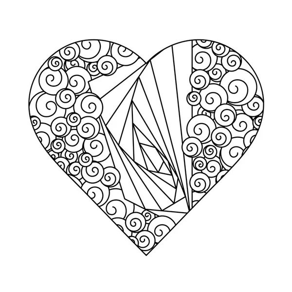 Coeur Livre Colorier Composition Amour Dans Style Doodle Illustration Vectorielle — Image vectorielle