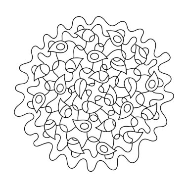 Yetişkinler ve büyük çocuklar için boyama kitabı, sualtı dünyasının karalamaları, deniz, okyanus, nehir. Deniz kabukları ve dalgalar. Tek renkli olsun. Akvaryumlar. El çizimi vektör