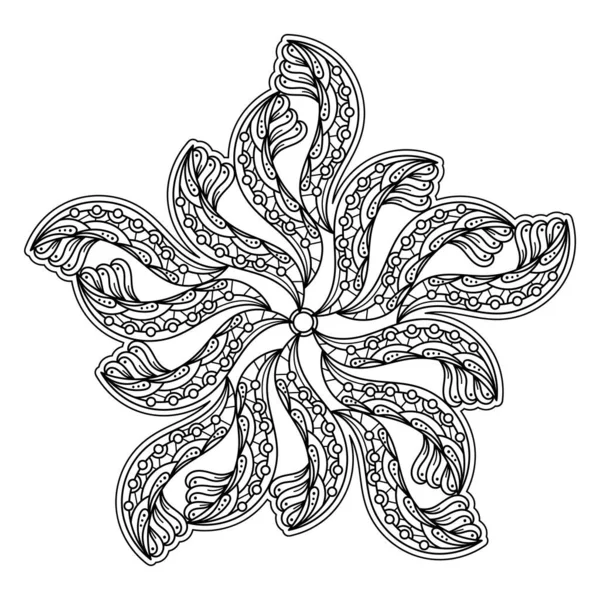 Kolorowanka Mandala Gwiazdy Ręcznie Rysowane Kolorowanki Plemiennym Wzorem Czarno Biały — Wektor stockowy