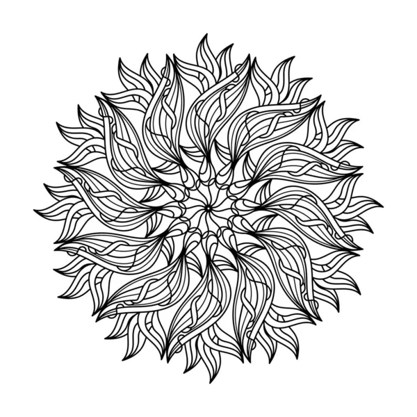 Mandala. Malbuch. Schwarz-weiße Kreis Ornament, Hand gezeichnet Ornate Dekor-Design-Elemente. Vektorillustration — Stockvektor