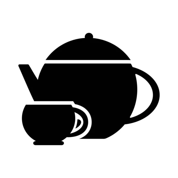 Чашка Чайник Значок Белом Фоне Шаблон Логотипа Простой Минимальный Стиль — стоковый вектор