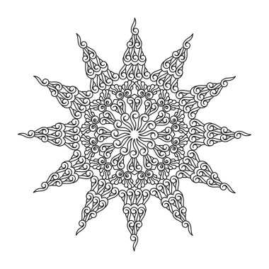 Yetişkinler için boyama kitabı. El yapımı Star. Siyah ve Beyaz dekoratif tasarım elementi. Vektör illüstrasyonu.