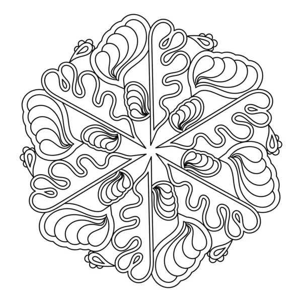 Libro Para Colorear Página Mandala Mar Estilizado Elemento Decorativo Hexagonal — Vector de stock