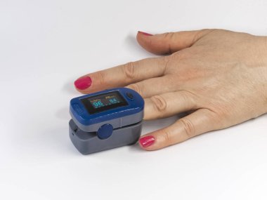 Pulse oximeter used to measure pulse rate and oxygen levels clipart