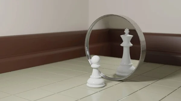 Eadership Confidence Imagination Concept Reflection Mirror Rendering — Stock Photo, Image
