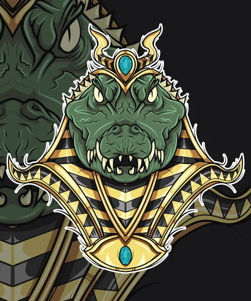 Crocodile God Egypt Mythology Character Design — Stock Vector