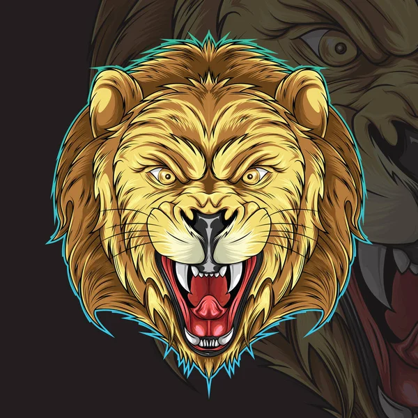Illustration Tête Lion Pour Tatouage — Image vectorielle