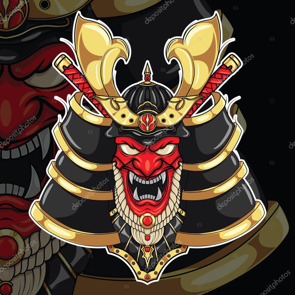 Maschera Samurai Giapponese Concetto Design Del Tatuaggio