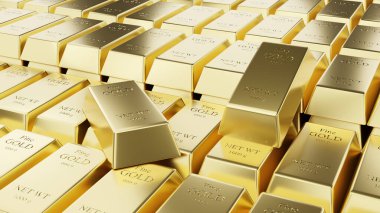 İş için altın çubuk, 3D görüntüleme.