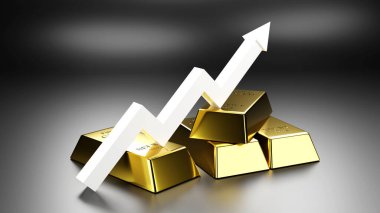 İş için altın çubuk, 3D görüntüleme.