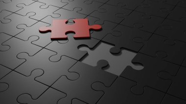 Son ana parça tamamlanıyor. Kırmızı bulmaca 3d rendere