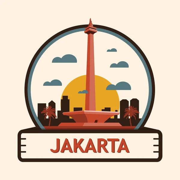 Jakarta staden Badge, Indonesien — Stock vektor