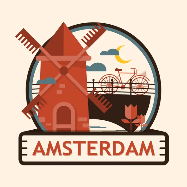 Amsterdam badge de la ville, Pays-Bas, Hollande Vecteur En Vente