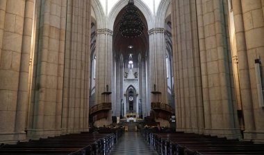 Metropolitana de Sao Paulo Katedrali. Katedral da Se Brasil. Sao Paulo, Brezilya - 21 Temmuz 2016.