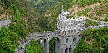 Ipiales 'teki Las Lajas Sığınağı. Narino Departmanı, Kolombiya - 7 Şubat 2017.