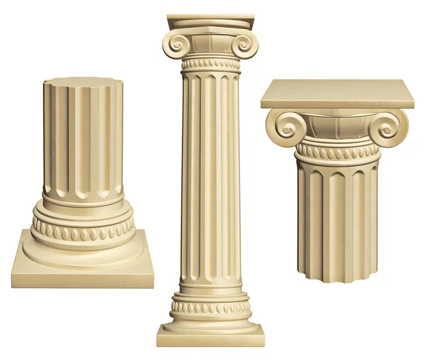 Architectural Columns Set Isolated White Background Illustration Stock Image