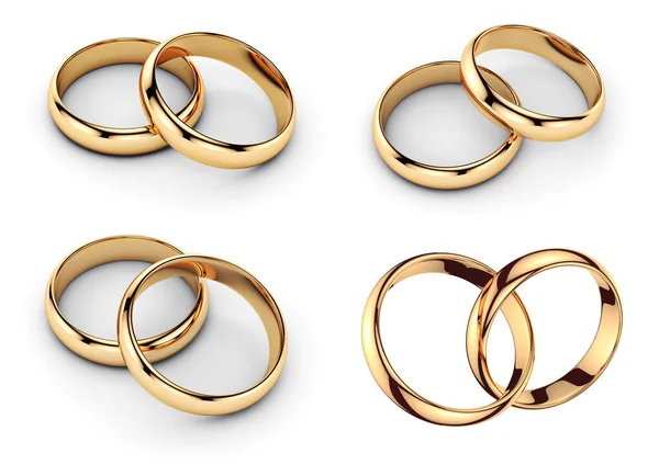 Gold Wedding Rings Pair Set White Illustration Royalty Free Stock Photos