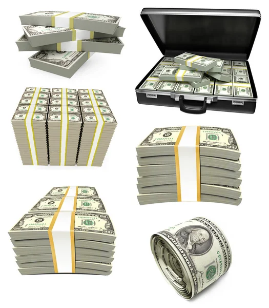 Dollar Bills Bundles Stack White Background Illustration Royalty Free Stock Images