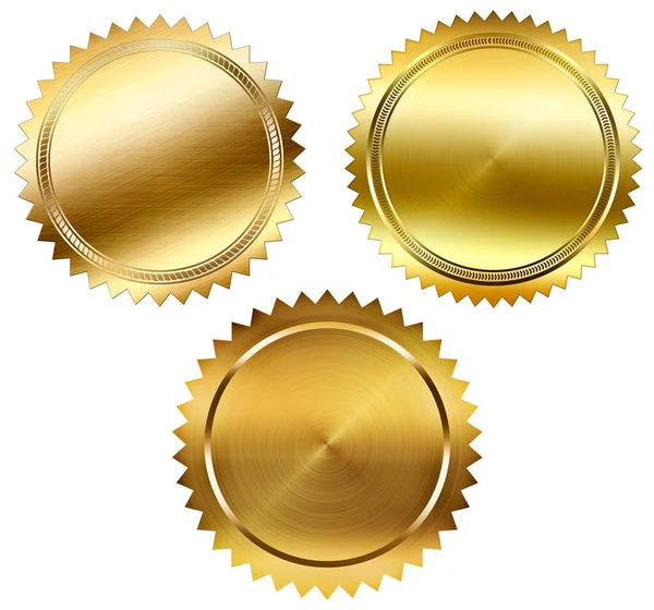 Golden Seal Set Isolerad Vit Bakgrund Illustration Stockbild