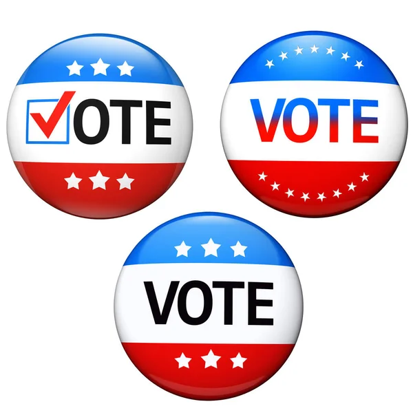 Vote Election Campaign Glossy Badge Set Illustration Stock Photo