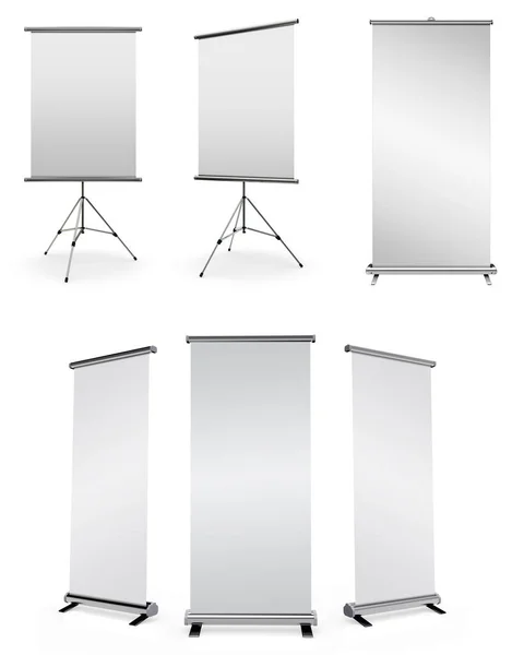 Blank Roll Banner Display Set White Background Illustration — Stock Photo, Image