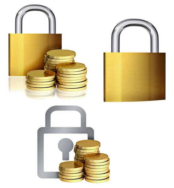 Money Protected Set Concept Financial Security Illustration — Stock Photo, Image