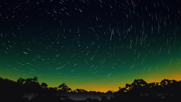 Vestígios Estrelas Contra Céu Noturno — Vídeo de Stock