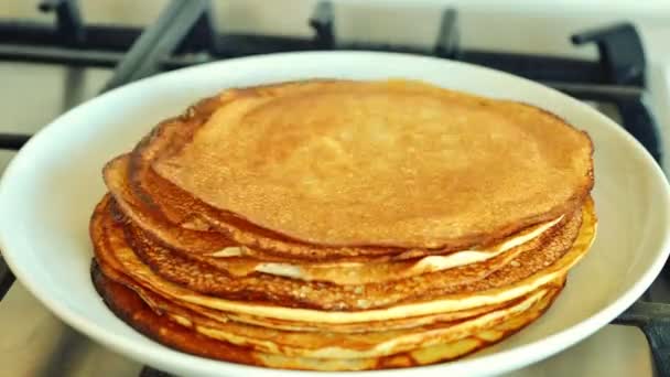 Pila de panqueques, timelapse — Vídeos de Stock