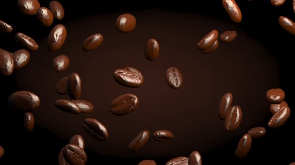 Chicchi di caffè tostati che cadono — Video Stock