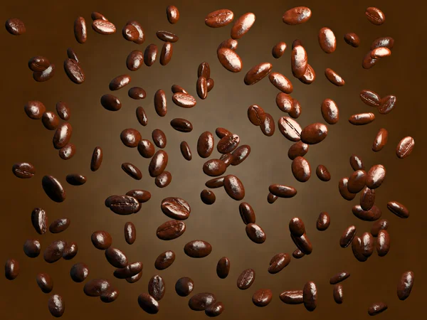 Granos de café tostados cayendo — Foto de Stock