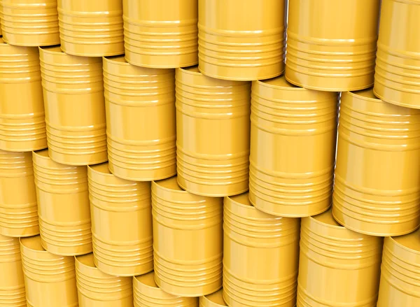 Stack of yellow oil barrels — Stock Photo, Image