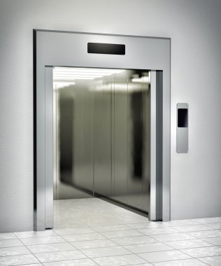 Açılan kapı ile modern Asansör