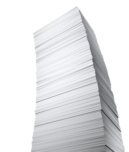 Stapel av papper på vit bakgrund — Stockfoto