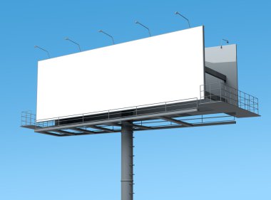 Boş ekranda mavi gökyüzü ile billboard 