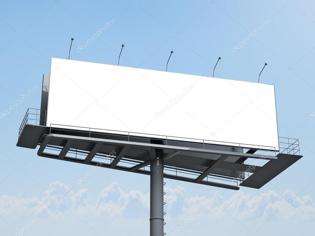 Billboard with empty screen on blue sky