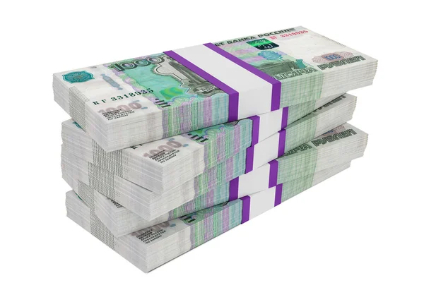 Rus ruble faturaları paketleri yığın üzerinde — Stok fotoğraf
