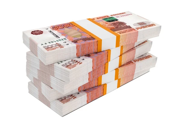 Russian rubles bills packs on stack — Stock Photo, Image