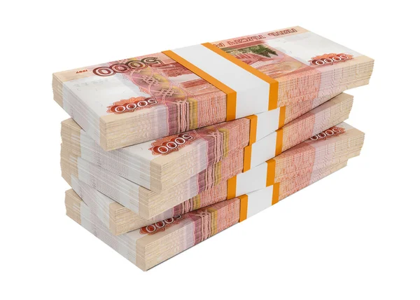 Russian rubles bills packs on stack — Stock Photo, Image