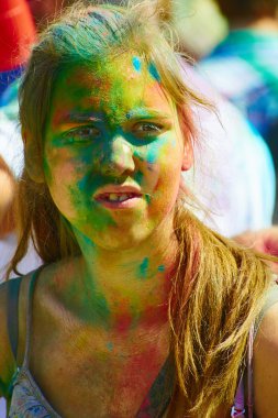Holi festival renkler. Kaliningrad, Rusya Federasyonu