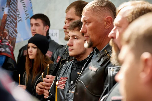 First in Kaliningrad procession on motorcycles and priest — Stock Photo, Image