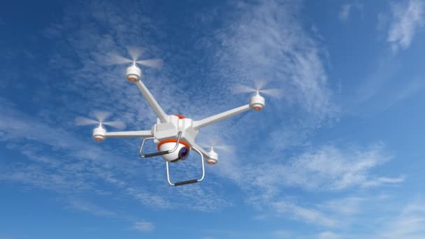 Drone planant dans un ciel bleu — Video