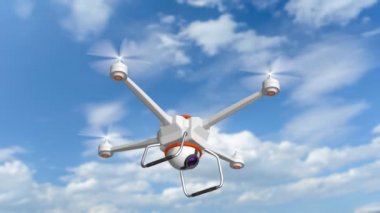 Mavi bir gökyüzünde gezinen drone