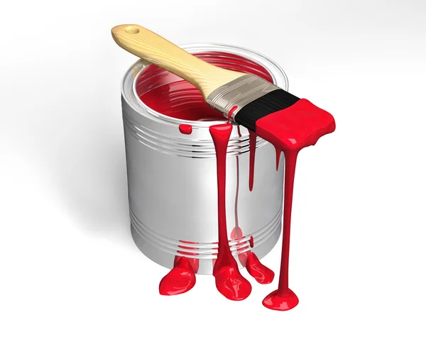 Paint can and paintbrush — Stock Photo, Image