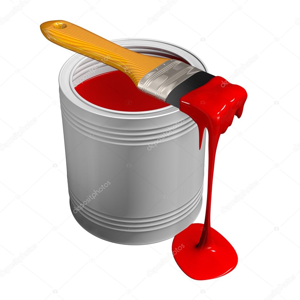 Paint can and paintbrush — Stock Photo © gl0ck 86362140