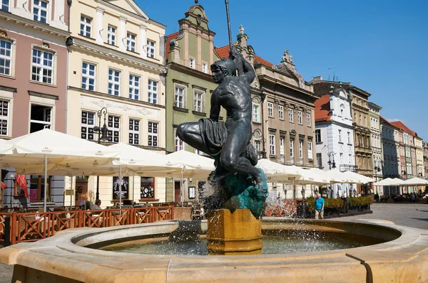 Fonte de Marte, antiga Praça do Mercado. Poznan. — Fotografia de Stock